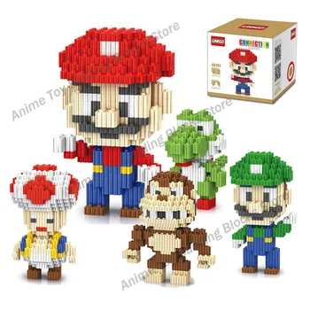 Super Mario Bros assembly building blocks Tégla Yoshi Gorilla Gomba fej Anime Mini Figurák Feje Játékok gyerekeknek Ajándékokat