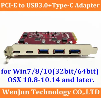 Super Sebesség Mac Pro 3*USB 3.0 +2*C-típusú PCI-E X4 Bővítő Adapter Kártya MAC PRO OSX 10.8-10.15.3 /Windows/ MACPRO 3.1-5.1