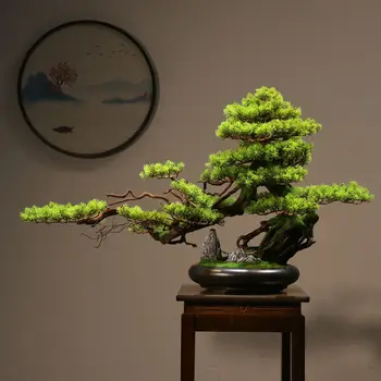 Szimulációs zöld növények barátságos fenyő bonsai ültetés sarkokat, díszek nappali dekorációk Zen micro táj