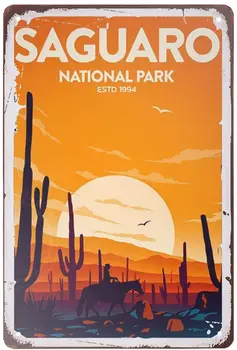 Szuper tartós Saguaro Adóazonosító Jel Vintage Jel, Bár Barlang Garázs Haza Fali Dekoráció Nemzeti Park Adóazonosító Jele, 8x12 Inch
