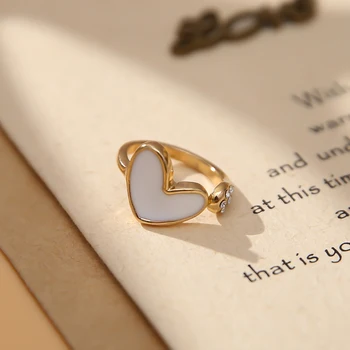 Szép Aranyos Szív Női Gyűrű Fehér Akril Kristály Nyitott, Romantikus Midi Phalanx Gyűrűk 2021 Valentin Ajándék Szerető Ékszerek