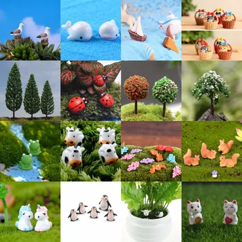 Szép Gyanta Növények Állati Aranyos Micro Táj Mini Kézműves Figura kaspó Kerti Dísz Miniatűr Fairy Garden Decor DIY
