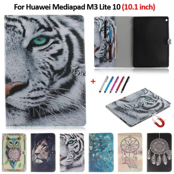 Szín, Minta, Tigris, Oroszlán, Panda, Tablet Tok Huawei Mediapad M3 Lite 10 Esetben Coque Közelében Fedezni Huawei Mediapad M3 Lite 10.1 Esetében