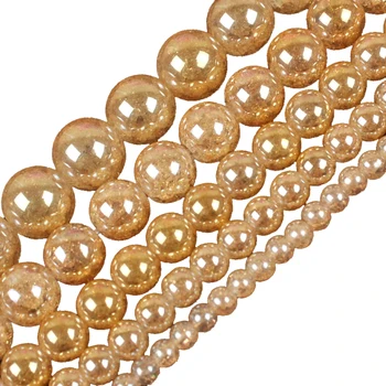 Természetes Kő Arany Törött Kristály Gyöngyökkel 4 6 8 10 12 mm Kerek Laza Távtartó Gyöngyök, A Diy Ékszerek Készítése Kézműves Kiegészítők