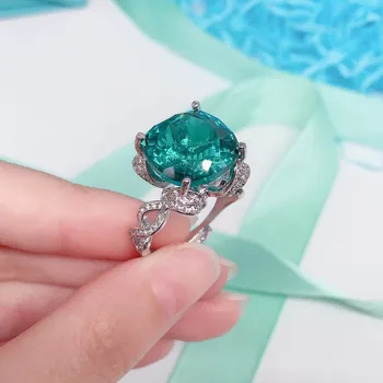 Természetes tenger kék topáz gyűrű 15 karátos zöld kövér tér kincs, gyűrű Anillos De Esküvői Diamante Eljegyzési Ékszert Jól Gyűrűk