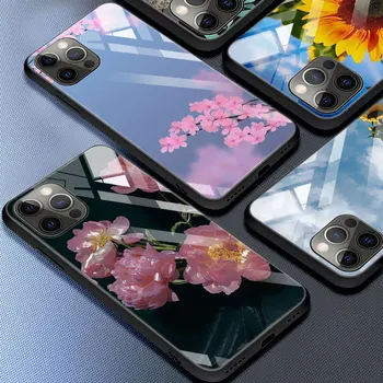 Tok Apple iphone 13 11 7 12 Pro Max XR X 8 Plusz 11 XS 12 Mini 6 6S SE 2020 Edzett Üveg Telefon Táska Fedelét Gyönyörű Virág