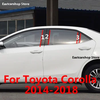 Toyota Corolla 2018 2017 2016 2015 2014 Autó B C Pillér Középső Középső Oszlop PC Ablak Dekoráció Csík Matrica Tartozékok