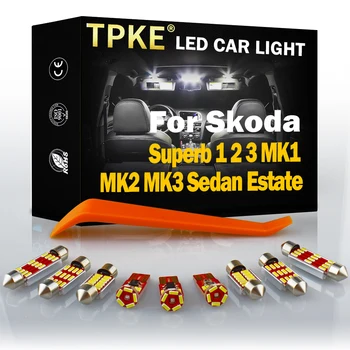 TPKE A Skoda Superb 1 2 3 MK1 MK2 MK3 Sedan Ingatlan 2001-2018 Jármű LED-es Belső Térkép Kupola Fény Kit Canbus Autó Tartozékok