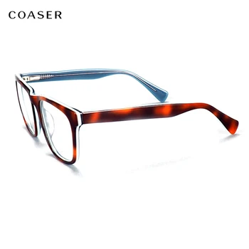 Trend Nagyszerű Nők Nagy Téren Szemüveg Keret Régi Fény-Acetát Szemüveg Dupla Színes Optikai Receptet Design Szemüveg