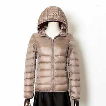 Télen A Nők Ultrakönnyű Vékony Kabát Fehér Kacsa Le Kapucnis Kabát, Hosszú Ujjú Meleg Kabát, Télikabát Női Hordozható Outwear