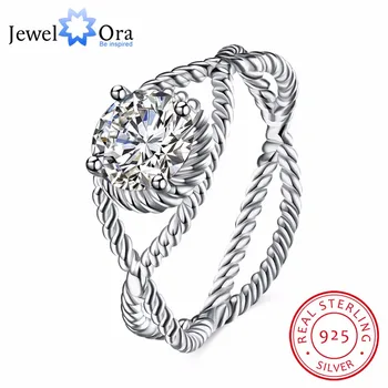 Tömör 925 Sterling Ezüst Gyűrű Design 9mm-es Kő Cirkónia Ékszer, Női Gyűrűk Párt (JewelOra RI102585)