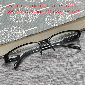 Ultrakönnyű Gyanta Fél Keret Olvasó Szemüveg Nők Férfiak Anti-fáradtság Fekete Keret, Szemüveg Nagyító 0.5 +0.75 +1.0 A +4.0