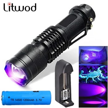 UV LED Lámpa Ultraibolya Fáklya nagyítható Mini UV uv-Fény Pet Vizelet Foltok Érzékelő Skorpió Vadászat Használja 14500 akkumulátor