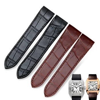 Valódi Bőr Watchband Csere Cartier Santos 100 W20106x8 W20073X8 Férfiak, Nők, Összecsukható Csat óraszíj 20 mm 23 mm