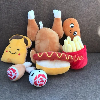 Vicces Mesterséges Élelmiszer-Plüss Játékok Hambuger Hot-Dog Pulyka Pizza, Chips kitömött állatokra gerjed Babák Kreatív Ajándékokat a Gyerekek, Háziállatok