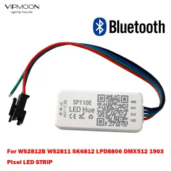 VIPMOON SP110E Bluetooth Pixel Vezérlő 5.5*2.1 mm-es Power Férfi A WS2811 WS2812B WS2813 SK9822 APA102 RGBW LED Szalag DC5V~12V