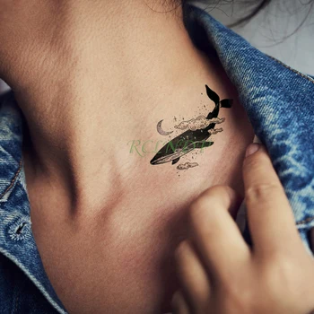 Vízálló Ideiglenes Tetoválás Matrica bálna Holdat Felhő Hamis Tatto Flash Tetoválás Tatouage karját, kezét, nyakát, lábát A Férfiak a Nők Lány
