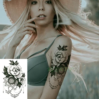 Vízálló Ideiglenes Tetoválás Matrica Rózsa Virág, Gyöngy, Nagy Tatto a Karját, Lábát Tattos Flash Tetoválás Hamis Tetoválás Lány Férfiak Nők