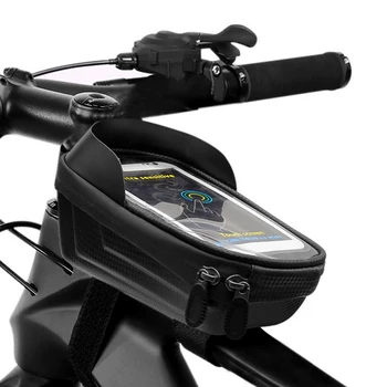 Vízálló Kerékpár Első mobiltelefon Jogosultja Mountain Bike Bag Mountain Bike Nehéz Elülső Felső Cső Táska 6.5 cm Mobil Telefon