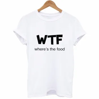 WTF, Ahol Az Élelmiszer-Levél Nyomtatás Póló Női Rövid Ujjú O Nyak, Laza Tshirt Nők, Női Nyári Divat Póló Maximum