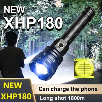 XHP180 Új Legerősebb Led-es Zseblámpa 18650 XHP90 XHP50.2 LED-es Zseblámpa Fénye Újratölthető USB Taktikai Zseblámpa Kemping Lámpás