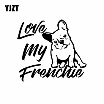 YJZT 14.6X12.9CM Szerelem A Francia francia Bulldog Vinyl Matrica Ablak Lökhárító Autó Matrica Kutyát Fekete/Ezüst C24-1193