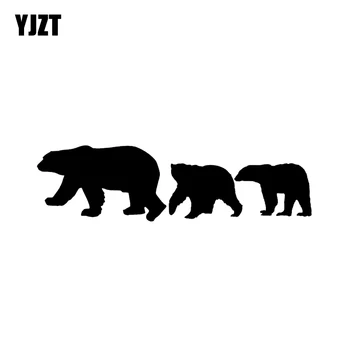 YJZT 16.7*4.6 CM Érdekes jegesmedve Család Dekorációs Kiegészítők Autó Matrica Vinil-Fekete/Ezüst C12-0434