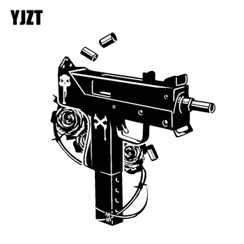 YJZT 16.9*19.6 CM Érdekes Sziluett Fegyvert Grafikus Autó Matrica Fekete Ezüst Kiegészítők Vinyl Matricák Motorkerékpár C12-0295