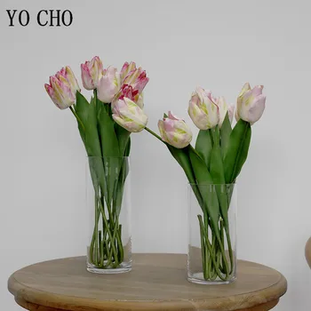 YO CHO Igazi Kapcsolatot Tulipán Mesterséges Virág 3D nyomtatás Csokor Hamis Virág, Esküvői Dekoráció Virágok flores artificiales