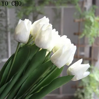 YO CHO Magas Minőségű 3D-s Nyomtatási Tulipán Szimuláció Virág Igazi Kapcsolatot Hamis Virágok, Esküvői Virágok, lakberendezés Csokor Hamis Dekoratív