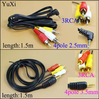 YuXi teljesen Új, 3.5 mm /2.5 Jack-3 RCA Férfi Csatlakozó Adapter Audio Converter 1,5 M-Video AV Kábel Vezeték Kábel 4 pólusú Magas Minőség