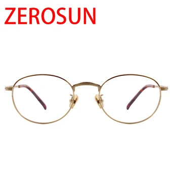 Zerosun Titán Szemüveg Keret, Férfiak, Nők, Arany Ovális Szemüveges Férfi Klasszikus Kocka dioptriás Szemüveg Optikai Lencse Márka