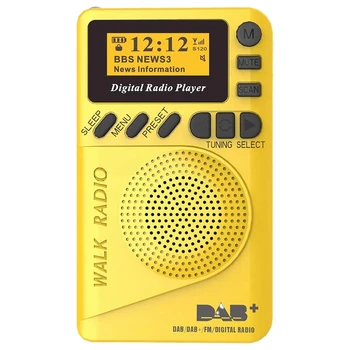 Zsebben Hordozható Rádió DAB Digitális Rádió Újratölthető FM Rádió-LCD Kijelző Hangszóró a Séta, Futás, illetve Kocogás