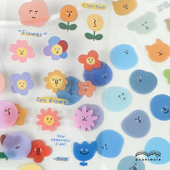Érzelmi Napló Sorozat Aranyos Utazási Matricák Virágok Kifejezés Kawaii Deco Stickers Ablum koreai Írószerek Matrica DIY