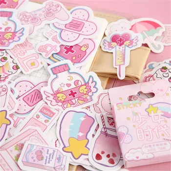 ÚJ 46pcs/csomag Aranyos Rózsaszín Lány Sorozat Dobozos Aranyos Matricák Tervező Scrapbooking Írószer Japán Napló Matrica Gyerekeknek Ajándék
