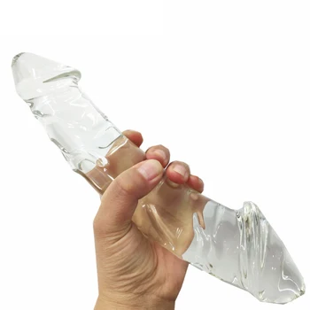 Új, hatalmas dupla üveg vibrátor, dildó kristály hosszú anális vibrátor, mélázik G-pont női maszturbáció játék női férfi meleg szex termékek
