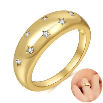 Új Kreatív Fény Luxus Ötágú Csillag Intarziás Drágakő Gyűrű Személyiség Női Alkalmi Fél Geometriai Gyűrű Ékszer