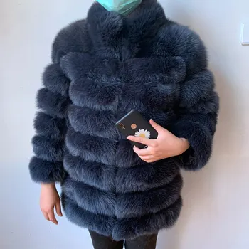 Új luxus téli vastag meleg, igazi róka bunda 100% igazi róka bőr kabát igazi róka bunda plus size