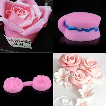 Új Szilikon 3D-s Rózsa Virág Fondant Torta, Csoki, Cukor, sütemény Penész Penészes Eszközök