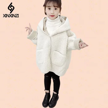 Új Érkezés Lányok Gyapjú Kabát Téli Sűrűsödik a Gyermekek Ruháit Meleg Outwear Gyerek Hosszú Kabát koreai Stílus egyszínű Kabátot