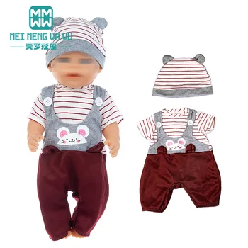 Újszülött baba ruhákat 18 hüvelyk baba Kiegészítők Amerikai baba Overált Rajzfilm szíj szett Lány ajándék