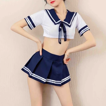 2021 Új Szexi Jelmezek Diákok Erotikus Női Baby Doll Dress Szerepjáték Pornó Japán Iskolás Lány Mini Szoknya Szex Lingeries