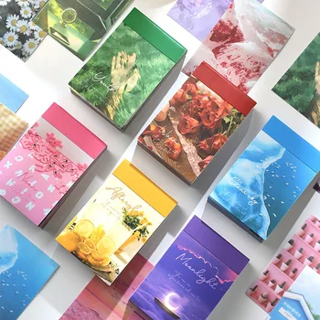 50 Lap Természeti Táj&Art Festmények Írószerek Matrica Könyv Esztétikai Táj Aranyos Naplózás, Dekor Matrica