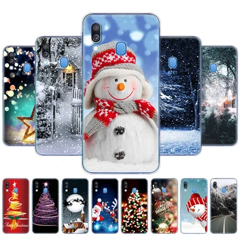 A Samsung A40 Esetben Vissza a hátlapot A Samsung Galaxy A40 A405 SM-A405F A405F Táska Lökhárító téli, karácsonyi hó fa új év