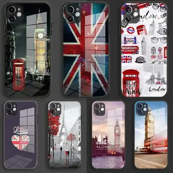 Puha Szilikon Üveg Esetben Shell iPhone 13 12 11 Pro X XS Max XR 8 7 6 Plusz SE 2020 S Balck Fedezze Londoni Busz Anglia