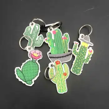 Rajzfilm Kaktusz napraforgó szív Hímzés kulcstartó patch táska, doboz